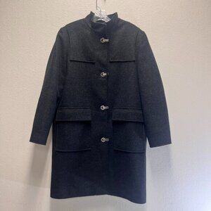 Harve Benard Wool Lined Winter Coat Unique Silver Metal Clasp Sz 12 Classic